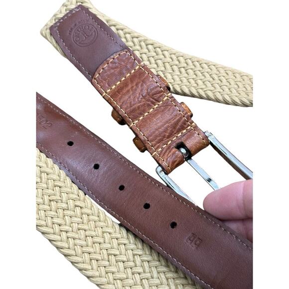 Torino Leather Co. Men's Italian Woven Multi Cotton Elastic Khaki Belt - Picture 4 of 6